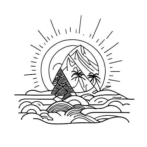 Maui sunset with a man's portrait in it tattoo design idea