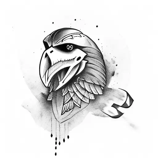 viking Crow anda skull tattoo design idea