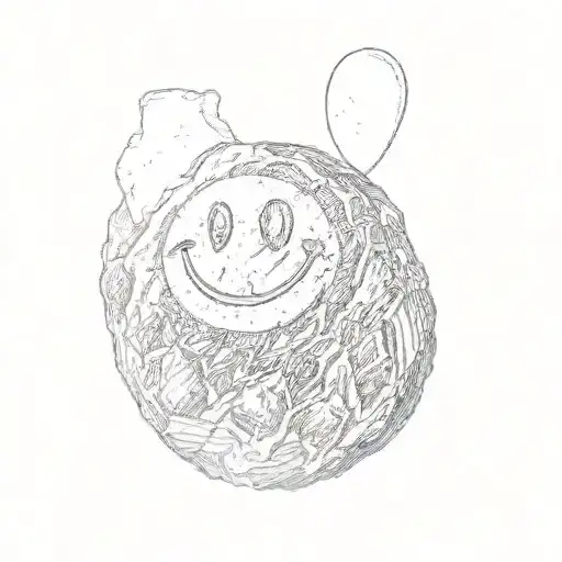 rock with smiley face tattoo design idea