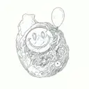 rock with smiley face tattoo design idea