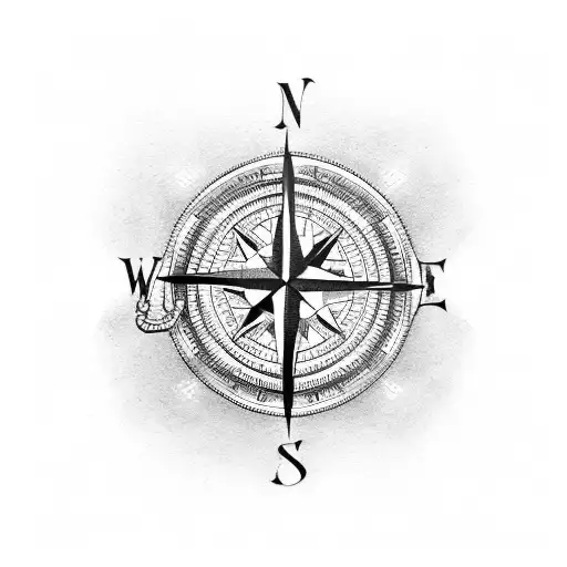 compass with anchor  tattoo design idea