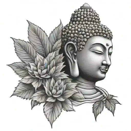 Buddha and cannabis tattoo design idea