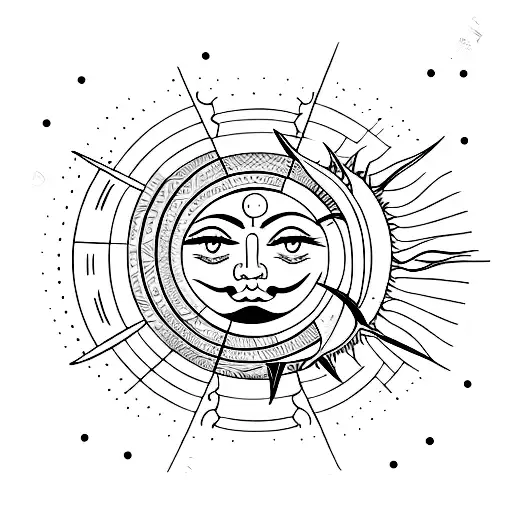Sun and Moon tattoo design idea