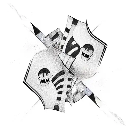 two flags one white and one black tattoo design idea