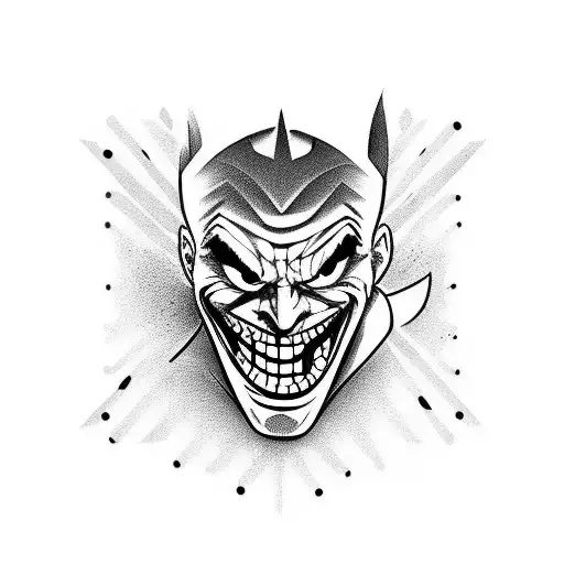 two faced joker character, one funny and one serious  tattoo design idea