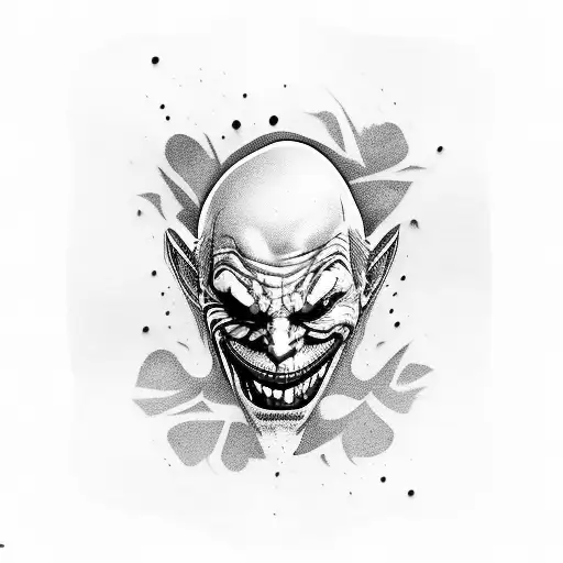 two faced joker character, one killer smile and one serious  tattoo design idea