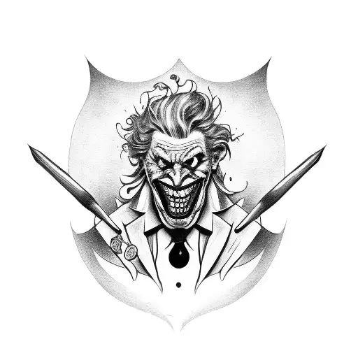 two faced joker character, one funny and one serious  tattoo design idea
