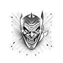 two faced joker character, one funny and one serious  tattoo design idea