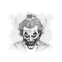 two faced joker character, one funny and one serious  tattoo design idea