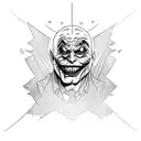 two faced joker character, one funny and one serious  tattoo design idea
