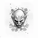 two faced joker character, one killer smile and one serious  tattoo design idea