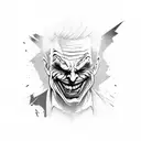two faced joker character, one killer smile and one serious  tattoo design idea