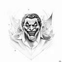 two faced joker character, one killer smile and one serious  tattoo design idea