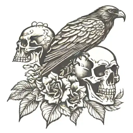 rook and skull tattoo design idea