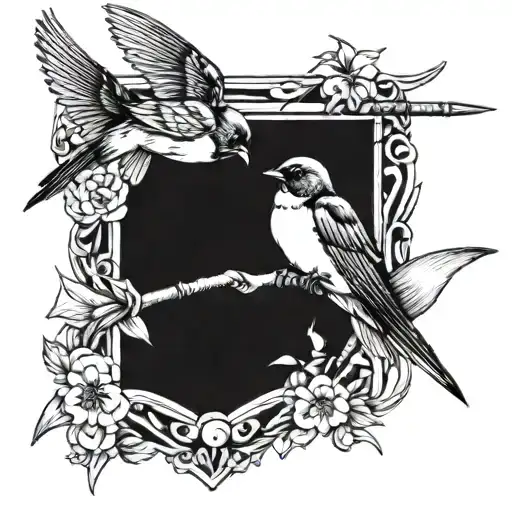 barn swallows and arrow  tattoo design idea