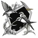 barn swallows and arrow  tattoo design idea