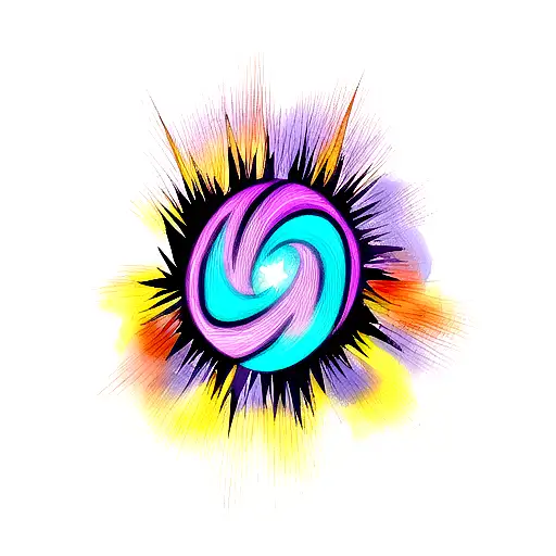 special effect, explosion, dark blue to purple gradient  tattoo design idea