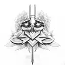 Brotherhood, with symbols of a sword representing loyalty, a cross to represent trust, a raven to respect and a rose to  tattoo design idea