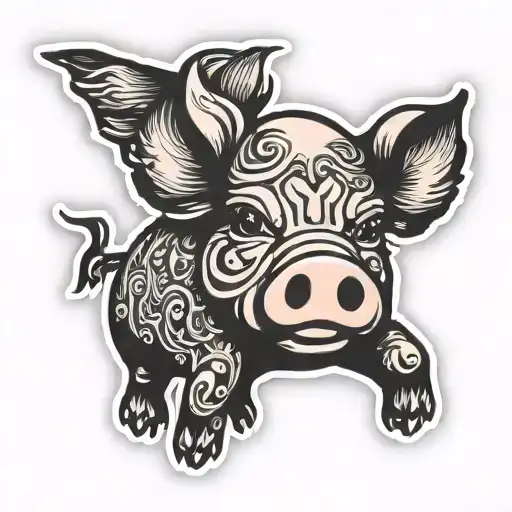 1D sticker pig tattoo cute   tattoo design idea