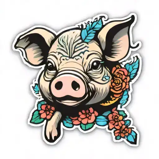 1D cute pig sticker tattoo tattoo design idea