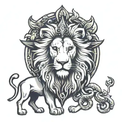 lion and god tattoo design idea