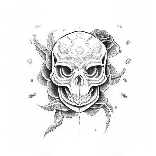 Snake skull rose tattoo design idea