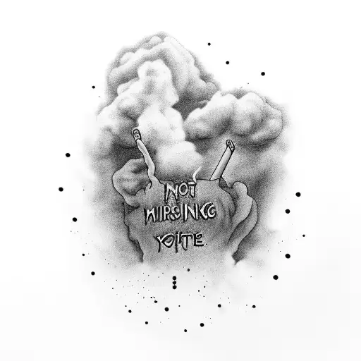 Eminem's lyrics forming a smoke-filled skyline tattoo design idea