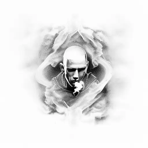 Eminem's lyrics forming a smoke-filled skyline tattoo design idea