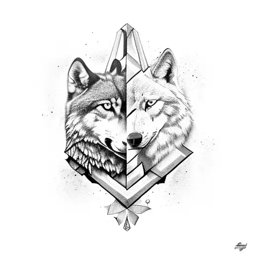 sagittarius and wolf tattoo design idea