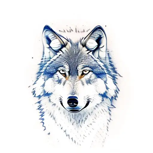 forest, wolf, camping, moon, aastronaut  tattoo design idea