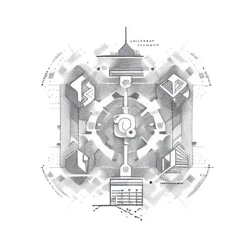 Abstract trashpolka design incorporating stock market graphs and charts tattoo design idea