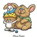 a blueberry muffin hugging a bunny happy cartoon best friends  tattoo design idea