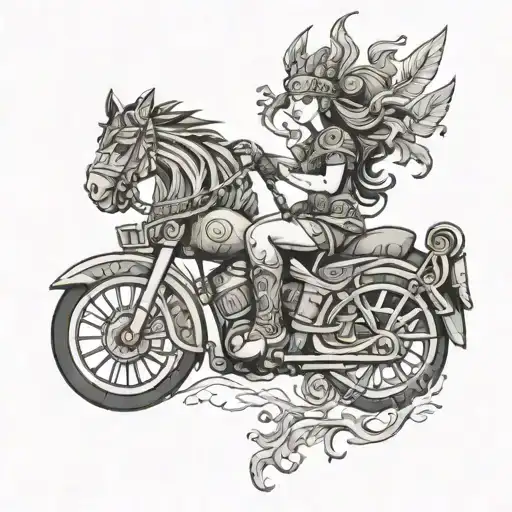 An intricate design of Дочь Василиса as a warrior princess, symbolizing strength and protection for the family, in a new-school style tattoo design idea