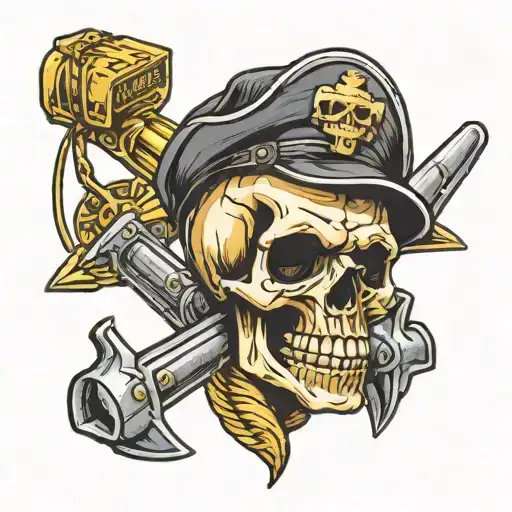 skull 7 crossbones of driller tattoo design idea