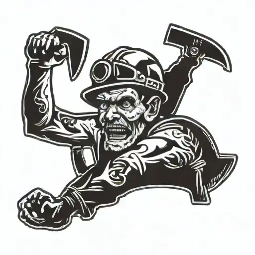 low brow underground miner tattoo design idea