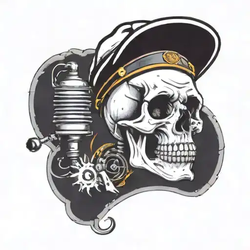 Skull underground miner tattoo design idea