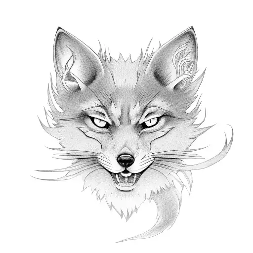 lilac and nine tailed fox tattoo tattoo design idea