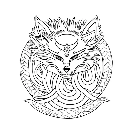 lilac and nine tailed fox tattoo tattoo design idea
