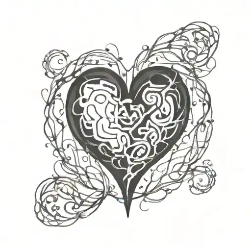 black heart cold heart intertwined tattoo design idea