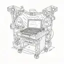 A sketch-style tattoo of a DJ booth surrounded by insurance-related elements tattoo design idea