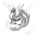 devil medieval dragon vs ketzatcoatl on fire dragon tattoo design idea