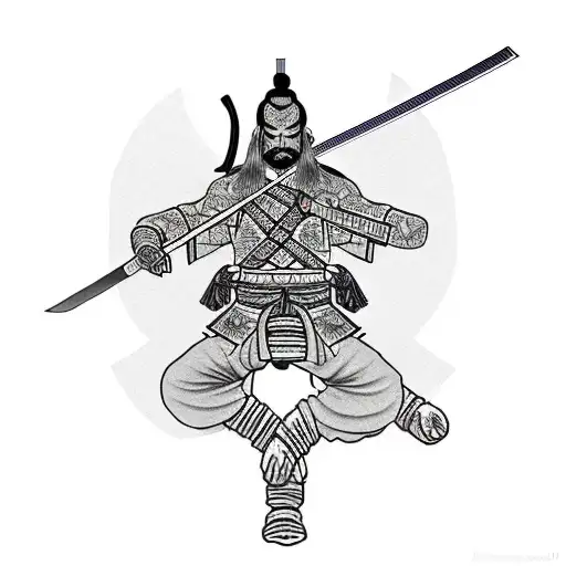 simplistic katana used by samurai that shows courage and honor without the samurai's face tattoo design idea