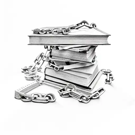 closed book with chains tattoo design idea