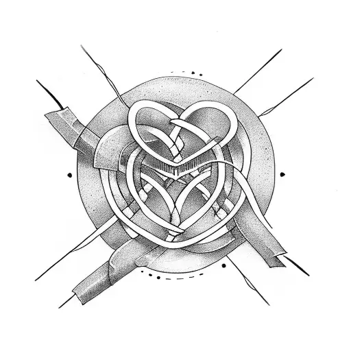 three intertwined hearts with the words Dan, Sue, Bek tattoo design idea