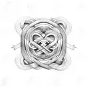 three intertwined hearts with initials D, S, and R tattoo design idea