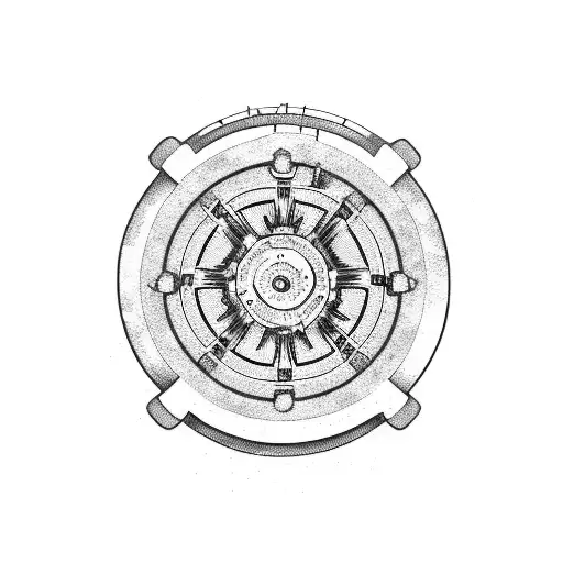 3 small broken cartoon cog wheels connected tattoo design idea