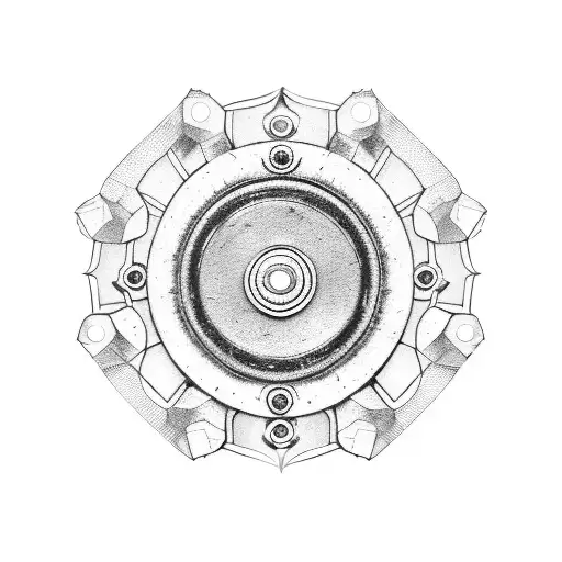 3 small broken cog wheels connected tattoo design idea