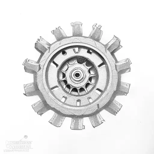 3 small broken cog wheels connected tattoo design idea