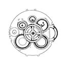 3 broken cogs tattoo design idea