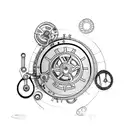 3 broken cogs tattoo design idea